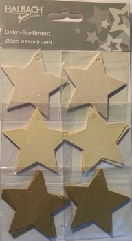 Deko-Sortiment Sterne creme-gold, perlschimmer